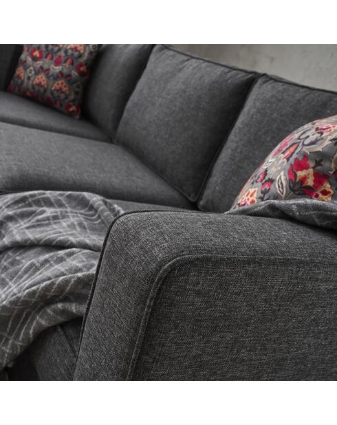 Canapé 3 places Kale anthracite - 222x91x83 cm