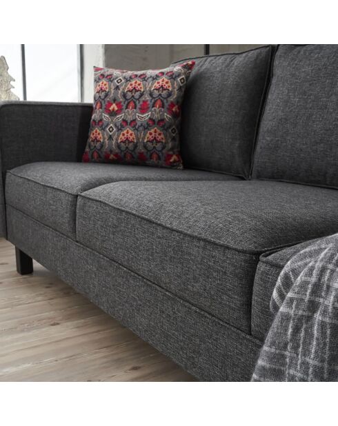 Canapé 3 places Kale anthracite - 222x91x83 cm