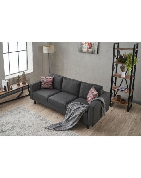 Canapé 3 places Kale anthracite - 222x91x83 cm