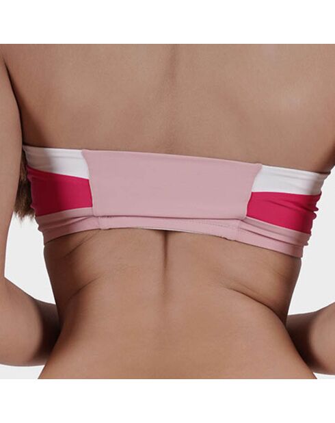 Haut de Maillot Aurélie en matière recyclée fuchsia/rose/blanc