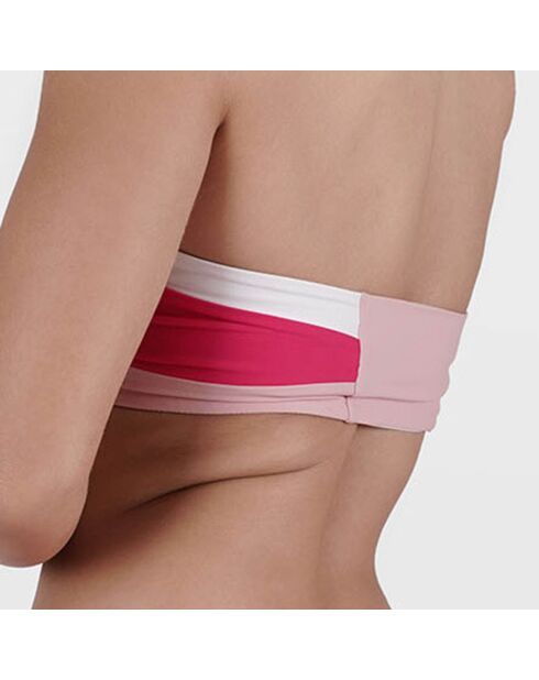 Haut de Maillot Aurélie en matière recyclée fuchsia/rose/blanc
