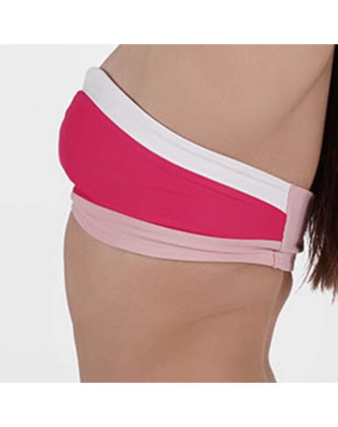 Haut de Maillot Aurélie en matière recyclée fuchsia/rose/blanc
