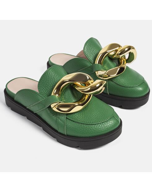 Go Crazy groene leren muiltjes