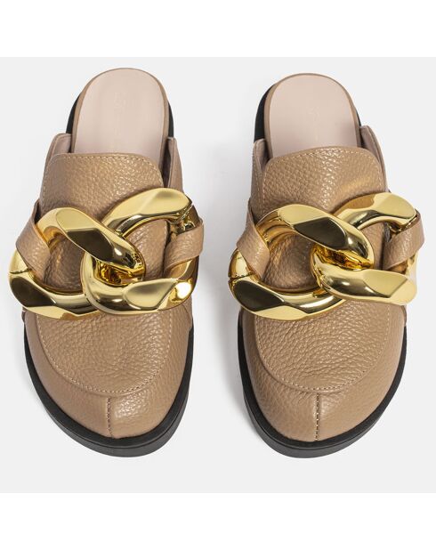 Go Crazy beige leren muiltjes