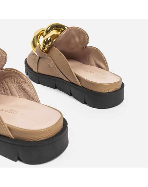 Go Crazy beige leren muiltjes