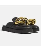 Mules de cuero negros Go Crazy