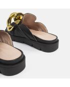 Mules de cuero negros Go Crazy