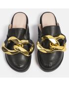 Mules de cuero negros Go Crazy
