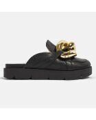 Mules de cuero negros Go Crazy