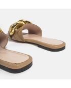 Mules de cuero color beige Part Of The Game