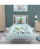 Parure housse de couette 100% Coton Bio Save the planet verte