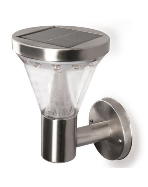 Lampe solaire double position haute luminosite 13 LED argentée - 14x19.5 cm