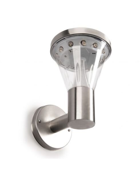 Lampe solaire double position haute luminosite 13 LED argentée - 14x19.5 cm