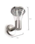 Lampe solaire double position haute luminosite 13 LED argentée - 14x19.5 cm