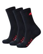 3 pares de calcetines de corte clásico negro/rojo