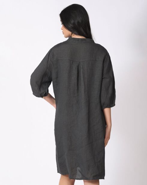 Robe 100% Lin Camélia gris anthracite