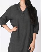 Robe 100% Lin Camélia gris anthracite