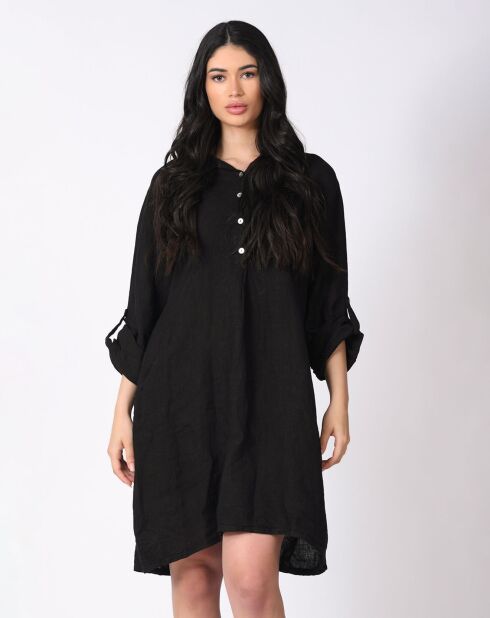 Robe 100% Lin Sauge noire