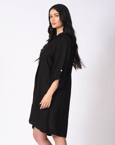 Robe 100% Lin Sauge noire