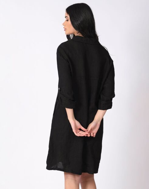 Robe 100% Lin Sauge noire