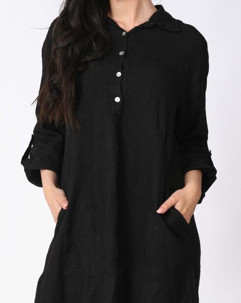 Robe 100% Lin Sauge noire