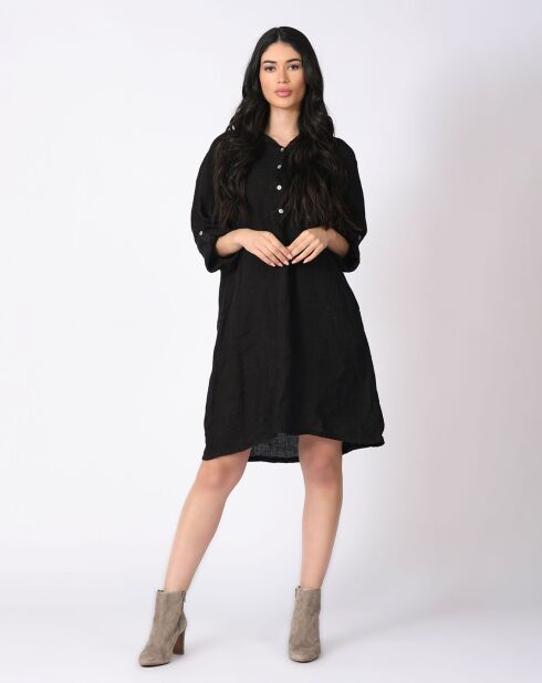 Robe 100% Lin Sauge noire