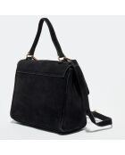 Sac à main en Velours de Cuir avec bandoulière Anais noir - 20x25x10 cm