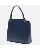 Sac à main en Cuir Elise bleu marine - 34x31x14 cm