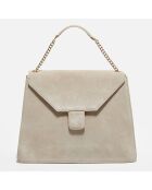 Sac à main en Velours de Cuir avec bandoulière Marina beige - 34x31x14 cm