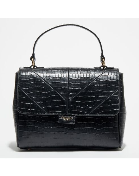 Sac à main en Cuir croco Anais noir - 20x25x10 cm