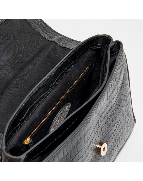 Sac à main en Cuir croco Anais noir - 20x25x10 cm