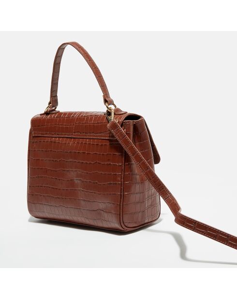 Sac à main en Cuir croco Anais brandy - 20x25x10 cm