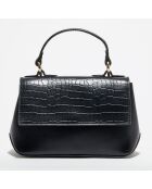 Mini Sac bandoulière en Cuir croco Emy noir - 12x17x8 cm