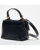 Mini Sac bandoulière en Cuir croco Emy noir - 12x17x8 cm