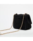 Petit Sac bandoulière en Velours de Cuir Claire noir - 16x20x8 cm