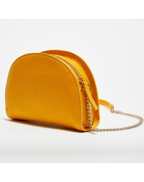 Petit Sac bandoulière en Cuir Lucie yellow - 15x23x7 cm