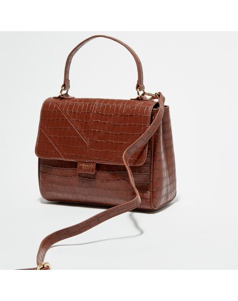 Sac à main en Cuir croco Anais brandy - 20x25x10 cm