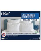 2 Oreillers moelleux anti-acariens & anti-bacteriens blancs - 45x70 cm