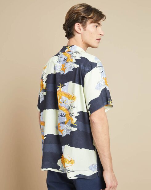 Chemise Faraway imprimée écru/marine