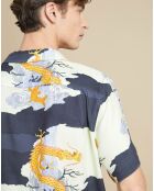 Chemise Faraway imprimée écru/marine