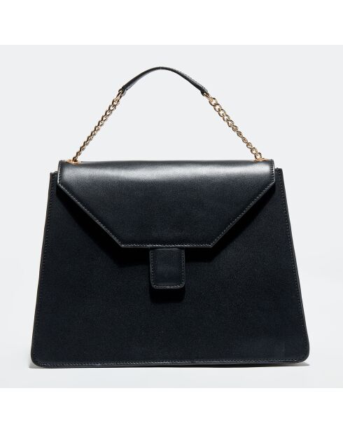 Sac à main en Cuir avec bandoulière Marina noir - 34x31x14 cm