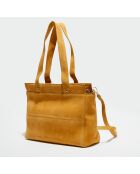 Sac porté épaule Velours de en Cuir Maelys ocre - 38x28x8 cm