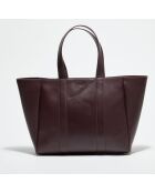 Sac cabas en Cuir Lise bordeaux - 29x35x9 cm