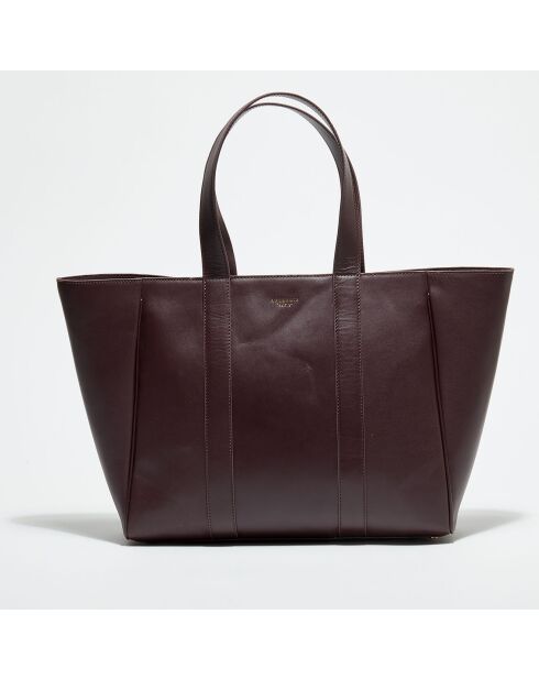 Sac cabas en Cuir Lise bordeaux - 29x35x9 cm