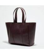 Sac cabas en Cuir Lise bordeaux - 29x35x9 cm