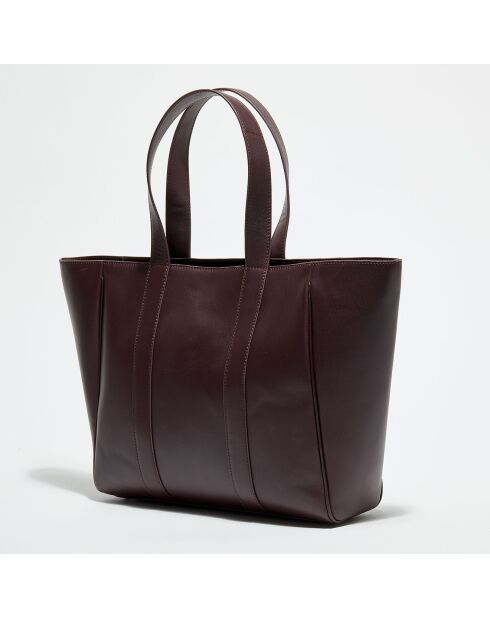 Sac cabas en Cuir Lise bordeaux - 29x35x9 cm