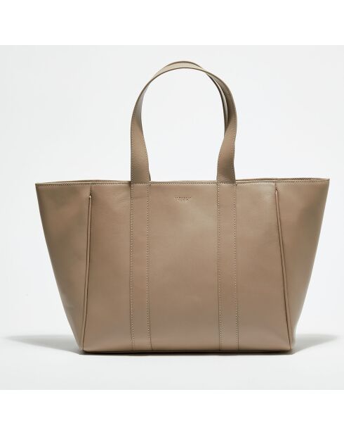 Sac cabas en Cuir Lise taupe  - 29x35x9 cm