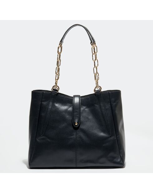 Sac porté épaule en Cuir Camille noir - 34x35x16 cm