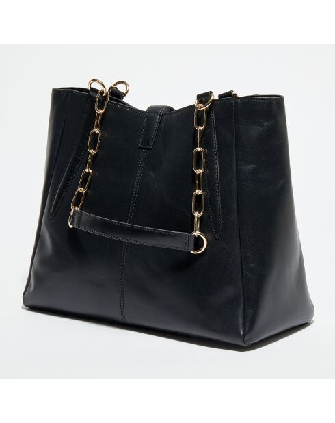 Sac porté épaule en Cuir Camille noir - 34x35x16 cm