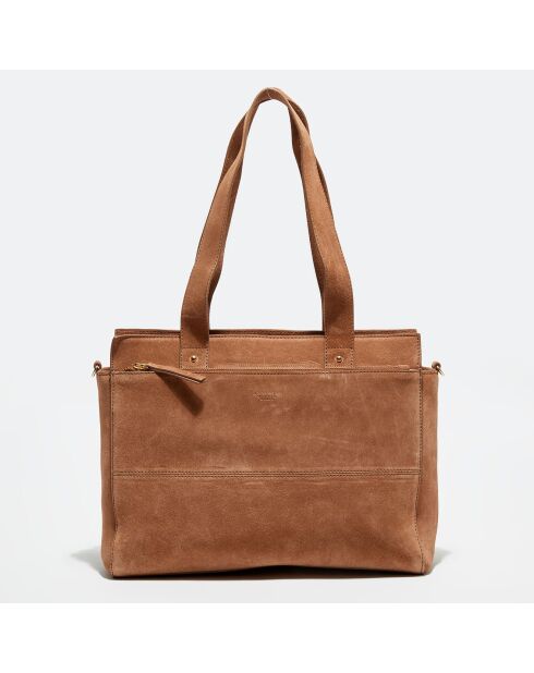 Sac porté épaule en Velours de Cuir Maelys muscat - 16x24x8 cm